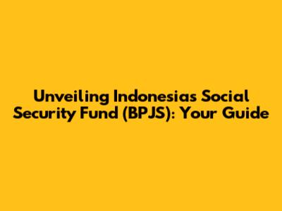 Unveiling Indonesia's Social Security Fund (BPJS): Your Guide