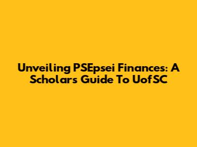 Unveiling PSEpsei Finances: A Scholar's Guide To UofSC