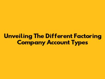 Unveiling The Different Factoring Company Account Types