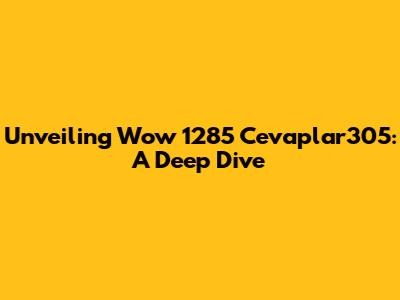 Unveiling Wow 1285 Cevaplar305: A Deep Dive