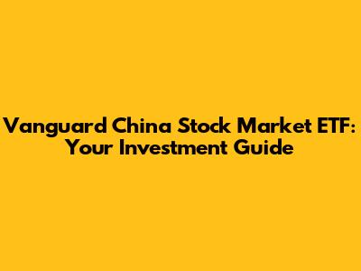 Vanguard China Stock Market ETF: Your Investment Guide