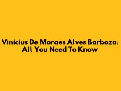 Vinicius De Moraes Alves Barboza: All You Need To Know