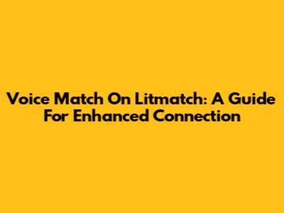 Voice Match On Litmatch: A Guide For Enhanced Connection