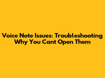 Voice Note Issues: Troubleshooting Why You Can't Open Them