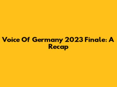 Voice Of Germany 2023 Finale: A Recap