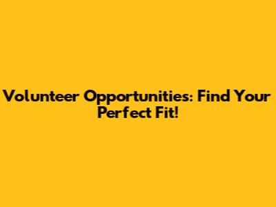 Volunteer Opportunities: Find Your Perfect Fit!