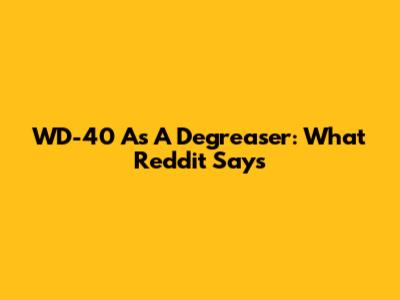 WD-40 As A Degreaser: What Reddit Says