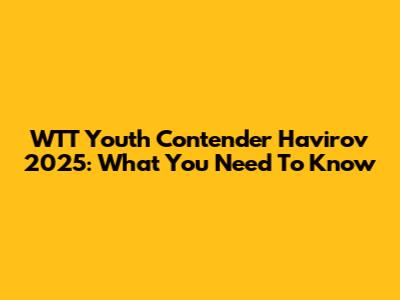 WTT Youth Contender Havirov 2025: What You Need To Know