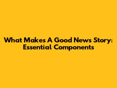 What Makes A Good News Story: Essential Components
