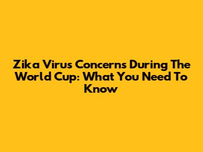 Zika Virus Concerns During The World Cup: What You Need To Know